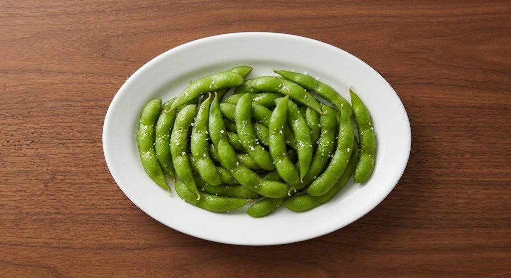 Bonchon edamame — steamed young soybeans in the pod sprinkled with salt