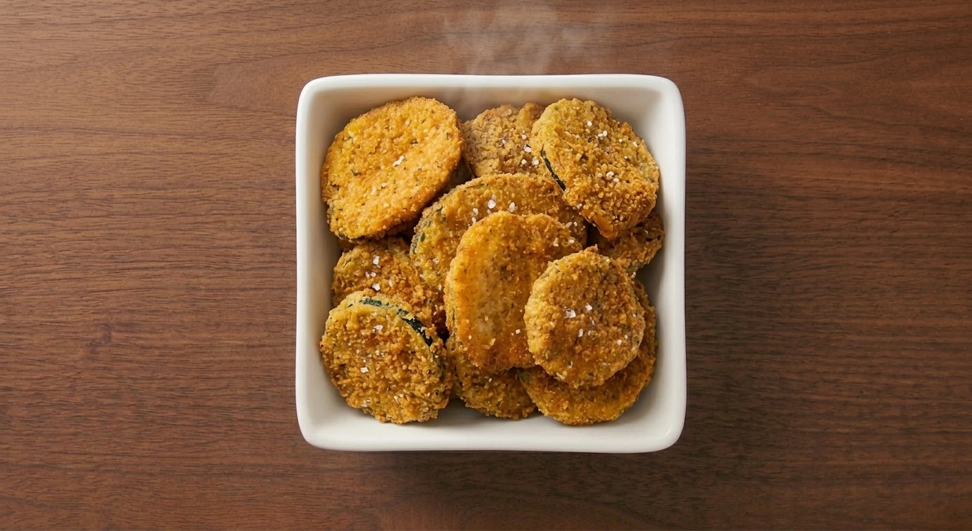 Bonchon fried zucchini — breaded zucchini slices, lightly salted