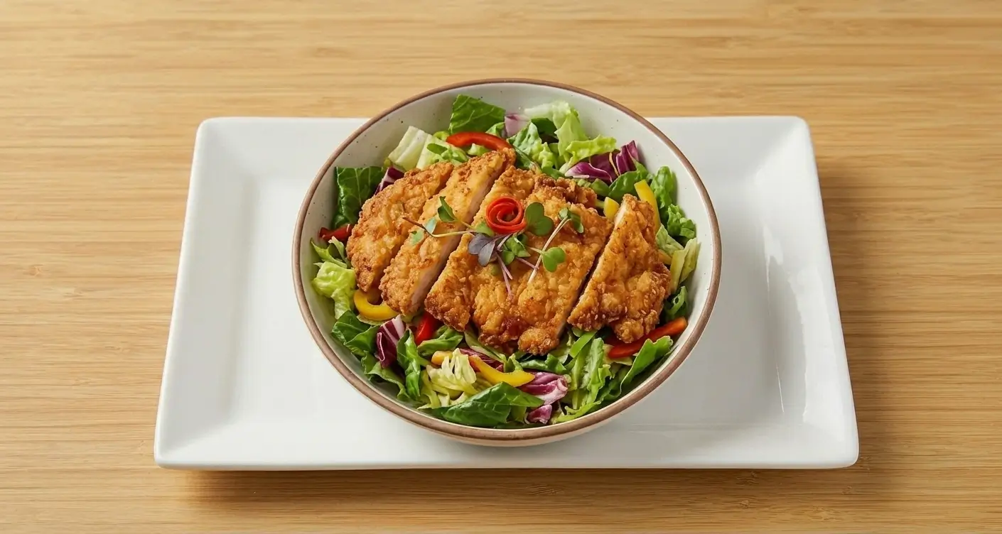 Bonchon Signature Sesame Salad — romaine with stir-fried kimchi, mozzarella and sesame dressing