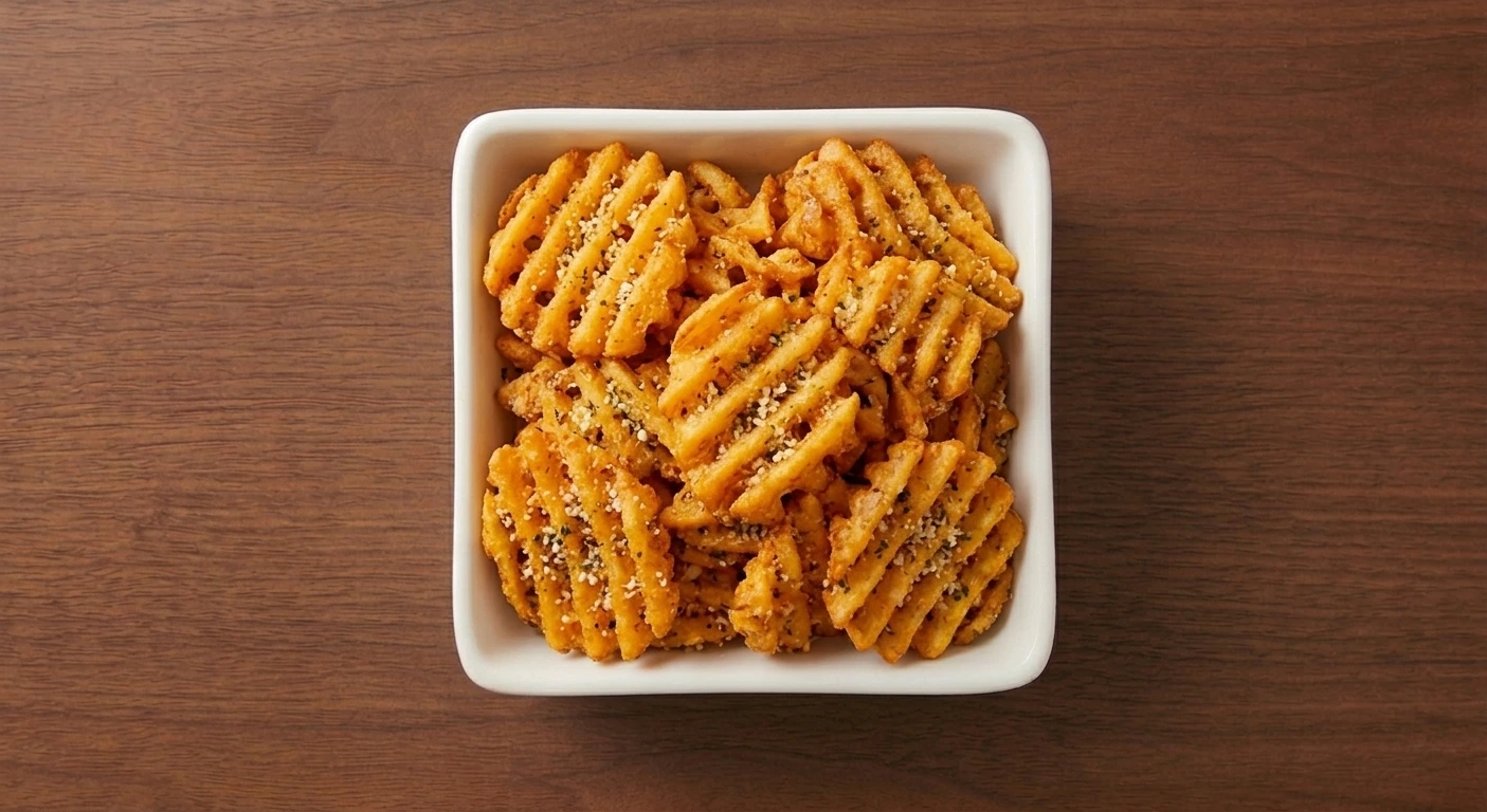 Bonchon sweet potato waffle fries — waffle-cut sweet potato, crisp at the edges