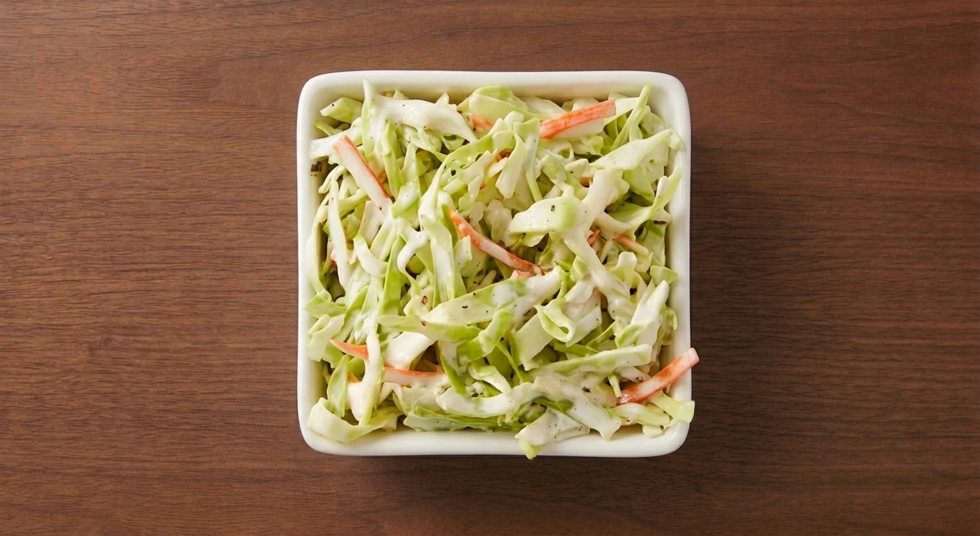 Bonchon coleslaw — shredded cabbage and carrots in a sweet creamy dressing